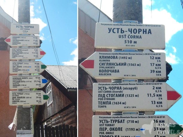 Усть-Черная. Указатели маршрутов.